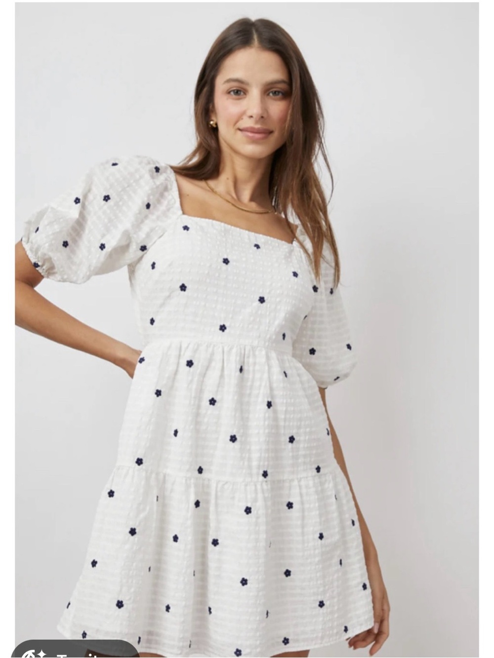 Rails White Mini Dress with Navy Embroidered Dots